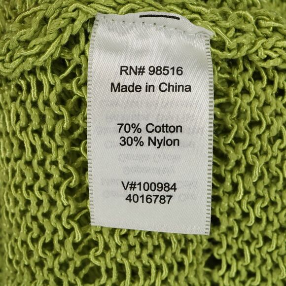Coldwater Creek Sweater Womens Medium 10 12 Lime Green Cardigan Nautical Beach - Picture 10 of 13
